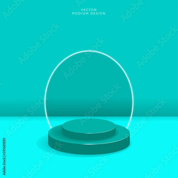 Fototapeta 3d pedestal podium for product display presentation. Vector rendering stage backdrop and minimal scene.