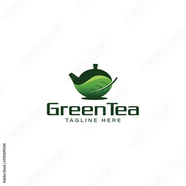 Fototapeta green tea logo inspiration, green tea logo design.