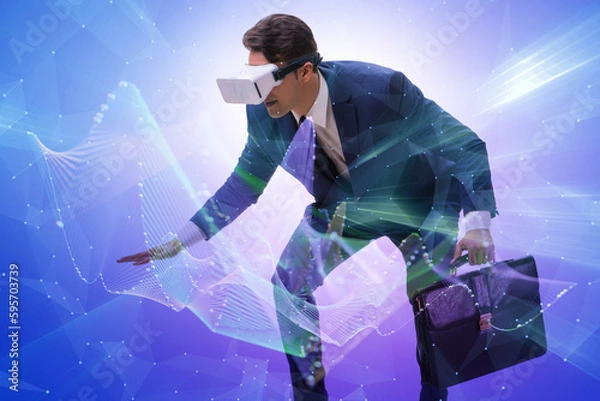 Fototapeta Virtual reality concept with man and VR goggles