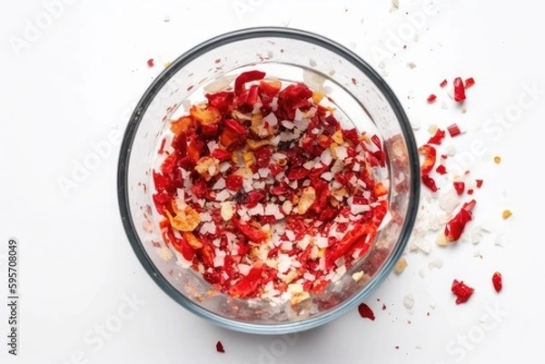 Fototapeta glass bowl filled with a colorful assortment of fruits and vegetables. Generative AI