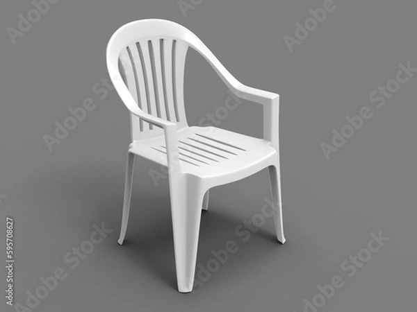 Obraz Basic white plastic lawn chair - top down view