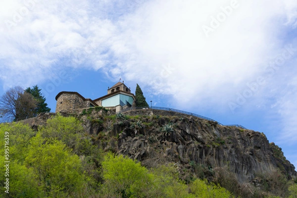 Obraz View from below of the church of the town Castellfollit de la Roca
