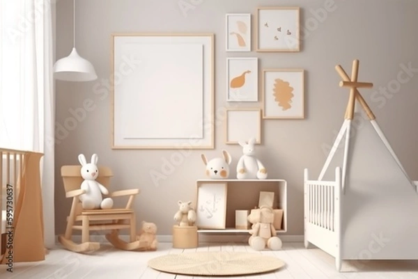Obraz Aesthetic Baby Room Interior Created with Generative AI