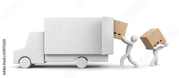 Obraz People unload a car