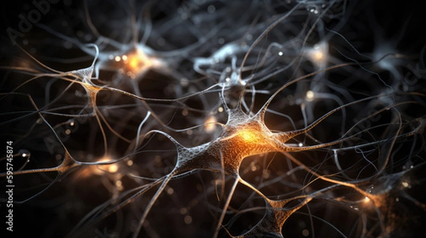 Fototapeta Brain neurons cell, generative ai