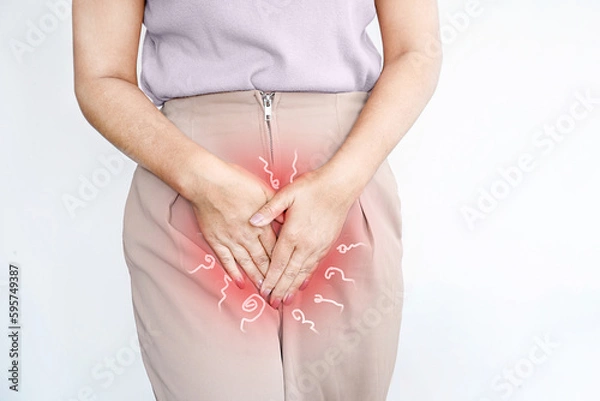 Obraz Bacterial Vaginosis, Yeast Infections concept with woman having a problem with Vaginal Odor