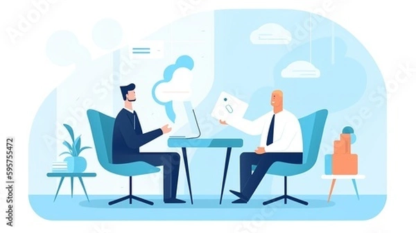 Fototapeta Illustration for a Corporate Negotiation Process between Two Businessmen. With Licensed Generative AI Technology Assistance.