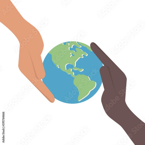 Fototapeta Harmony Hand Holding And Peace Between Race
