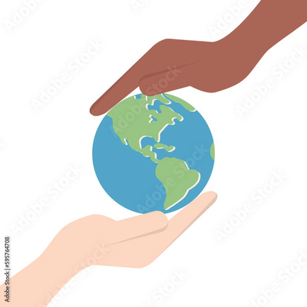 Fototapeta Harmony Hand Holding And Peace Between Race
