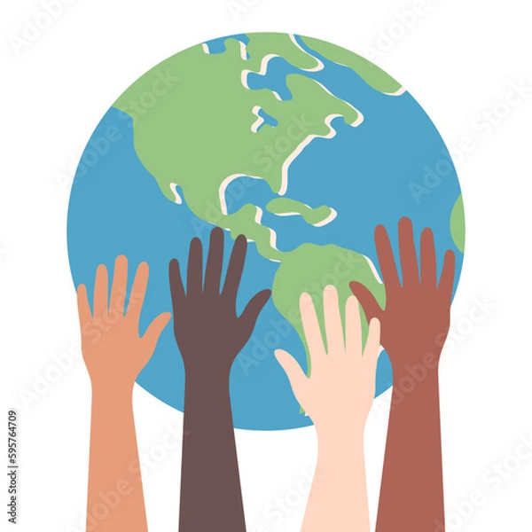 Fototapeta Harmony Hand Holding And Peace Between Race
