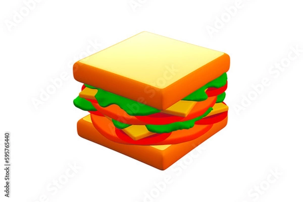 Obraz sandwich food object 3d rendering