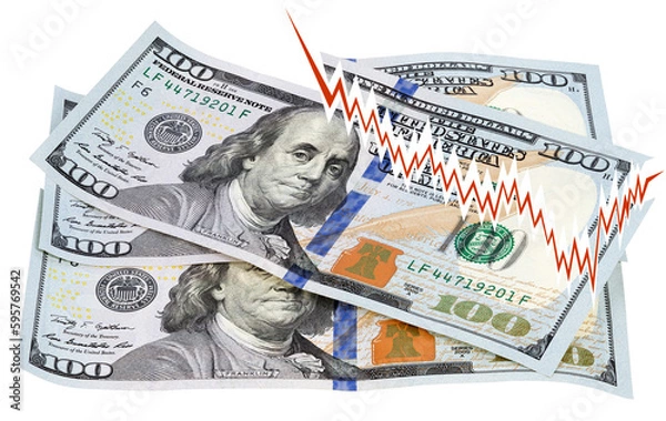 Obraz Financial chart textured with one hundred American dollar banknotes.