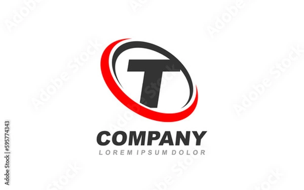 Fototapeta T Logo letter with CIRCLE concept for template 