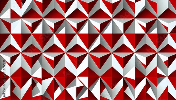 Obraz Generative AI, Symmetrical Geometric Pattern in Red and White