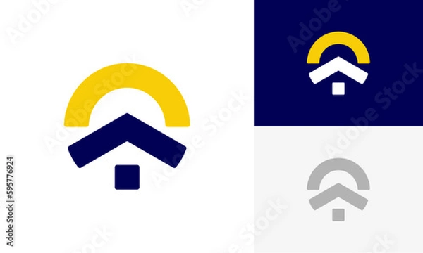 Obraz home & sun simple abstract logo design vector