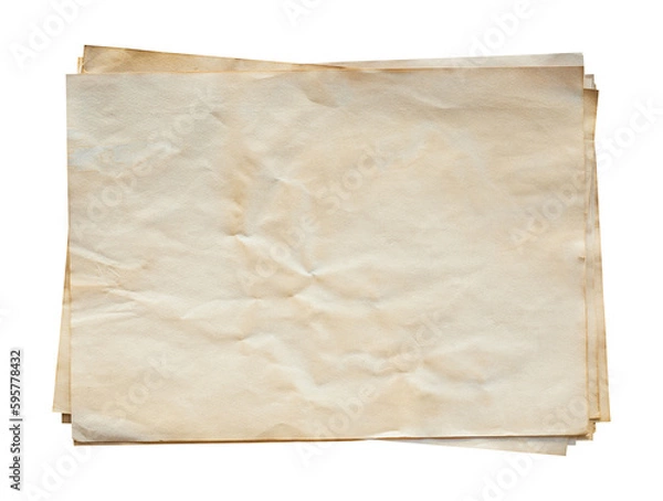 Obraz Old brown paper isolated on transparent background. Png realistic design element.