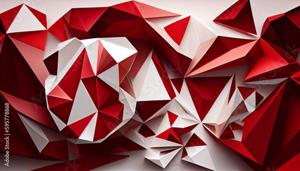 Fototapeta Generative AI, Organic and Geometric Shapes in Red and White