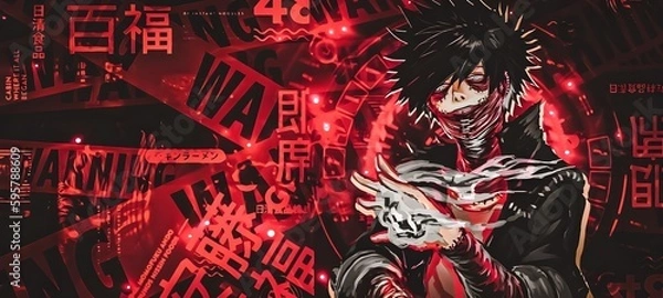Fototapeta Red Anime Thumbnail No Text