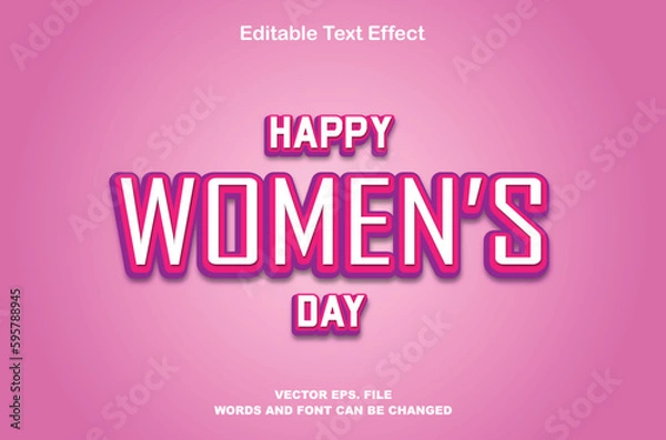 Fototapeta Women's day text effect, happy women's day 3d editable text effect, women's day premium text effect