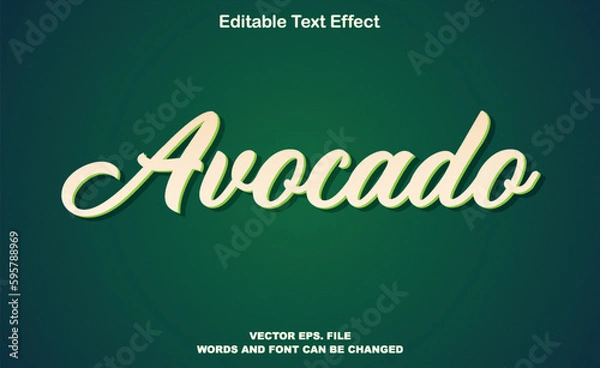 Fototapeta Avocado 3d editable text effect, avocado premium text effect, avocado vector