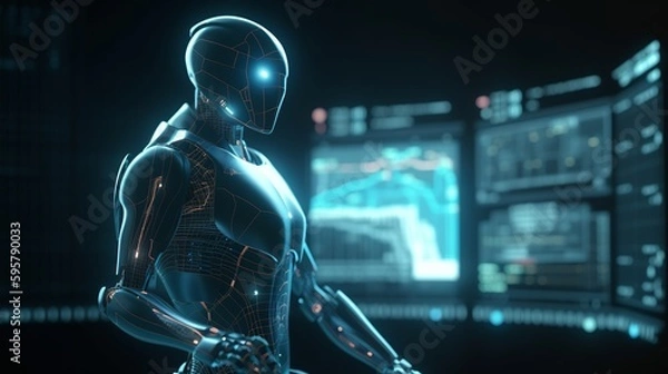 Fototapeta Finance forex trading technology. Business statistics graph. Internet technology concept. Data analysis. Currency exchange concept. Futuristic technology. Ai-artificial intelligence innovation.