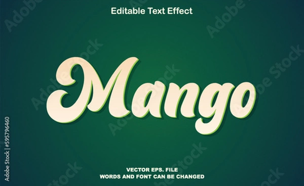 Fototapeta Editable text style effect - Mango text style theme. mango premium text effect
