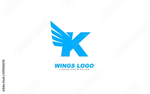 Fototapeta K Logo with WINGS letter concept for template 
