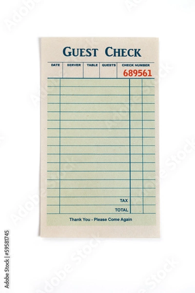 Obraz Blank Guest Check