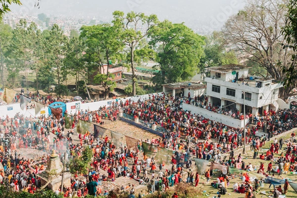 Obraz People Celebrating Mother's day or Matatirtha Aunshi in Kathmandu