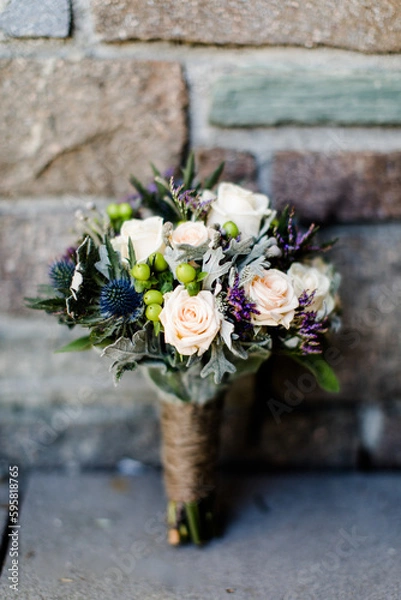 Obraz Brautstrauß in weiß blau grün 