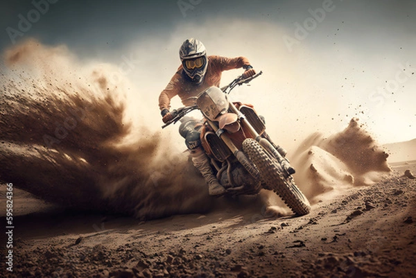 Obraz Rider on a ktm bike in the desert. Neural network AI generated art