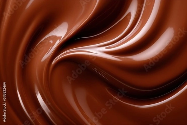 Fototapeta Melted chocolate surface . Ai. Liquid chocolate close-up background. 