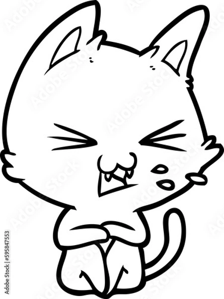 Obraz cartoon cat hissing