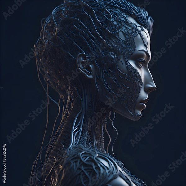 Obraz portrait of a cybernetic woman endowed with artificial intelligence
