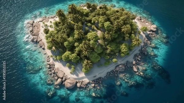 Fototapeta 3d rendered illustration of a tropical island. Generative ai