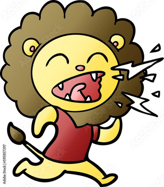 Obraz cartoon roaring lion