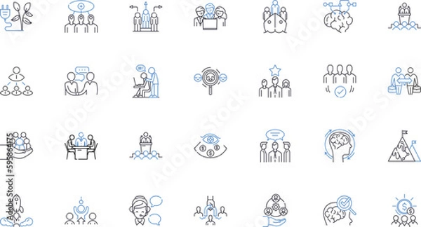 Fototapeta Allied partnership line icons collection. Unity, Collaboration, Trust, Cooperation, Accord, Harmony, Friendship vector and linear illustration. Solidarity,Synergy,Support outline signs set