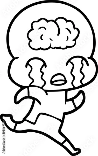 Obraz cartoon big brain alien crying
