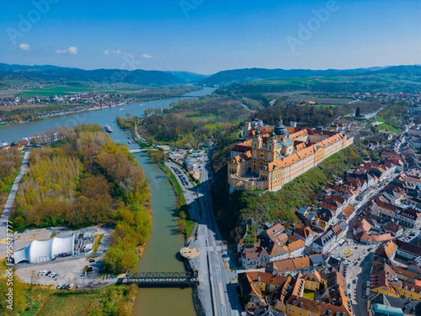 Obraz Stift Melk im Frühjahr von oben