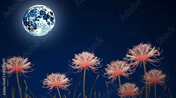 Obraz 月夜のヒガンバナ　Generative AI