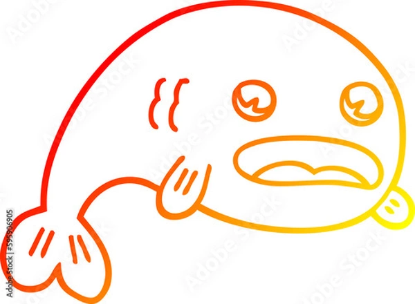 Fototapeta warm gradient line drawing of a cartoon fish