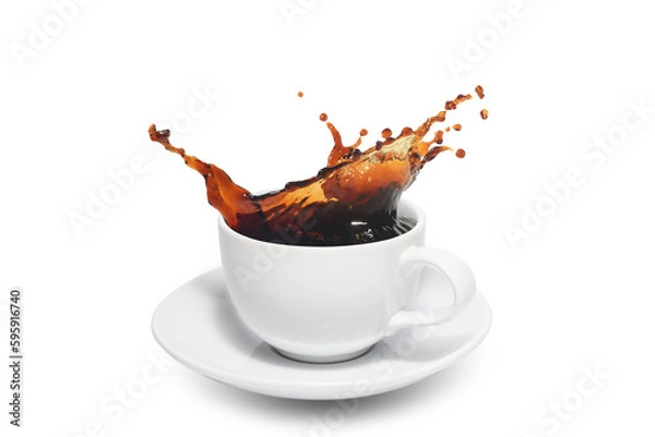 Obraz splashing coffe on white background