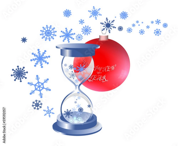 Obraz Время для праздника. Рождество. Часы и снежинки