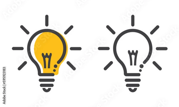 Fototapeta Two different types of light bulbs, icon, vector.