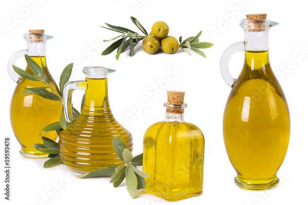 Obraz composition of oil bottles and olives