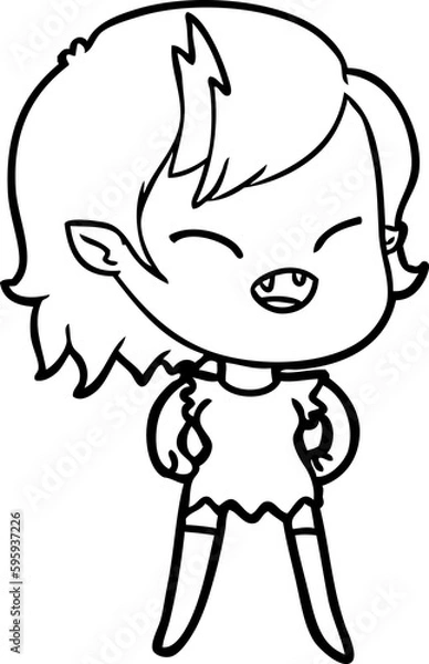 Obraz cartoon laughing vampire girl
