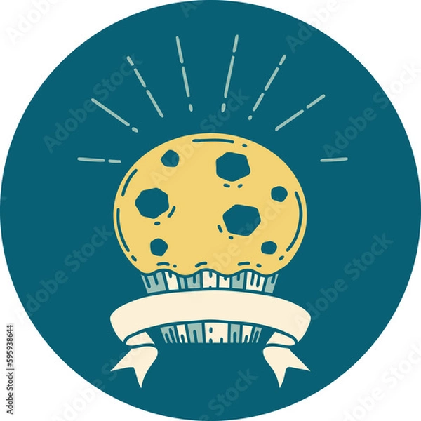 Fototapeta icon of a tattoo style chocolate muffin