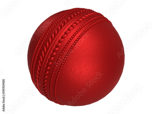 Fototapeta Isolated Kookaburra Red Cricket World Cup Ball on White Background, 3d Render Illustration