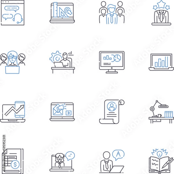 Obraz Strategy and planning line icons collection. Analysis, Alignment, Approach, Blueprint, Clarity, Collaboration, Direction vector and linear illustration. Execution,Forecast,Framework outline signs set