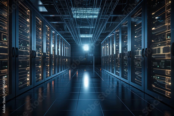 Fototapeta Data server center background, digital hosting